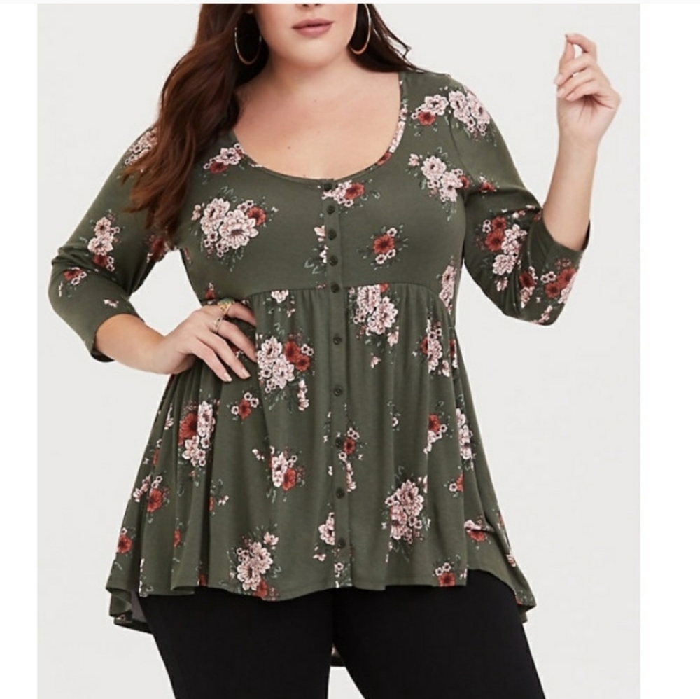 3x torrid floral babydoll top